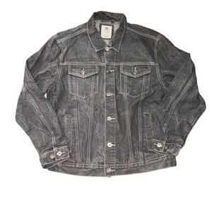 PJ Mark Men’s Gray Denim Jacket Size XL Button Front Distressed Wash 100% Cotton